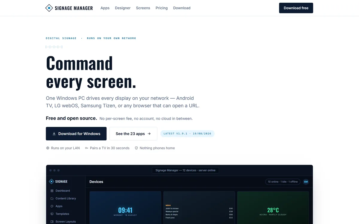 The Signage Manager website