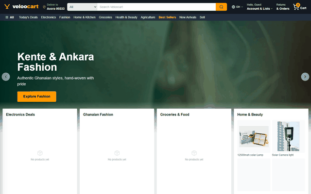 A scroll through the Veloocart website